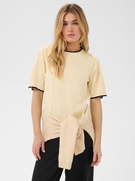 Saint Tropez Milasz Short Sleeve Knit Top containing LENZING™ ECOVERO™ Viscose, Birch
