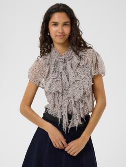 Saint Tropez Liljasz Short Sleeve Ruffle Shirt, Lilac, Lilac
