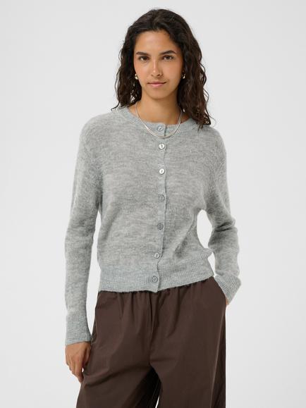 Saint Tropez Sabbarasz Round Neck Cardigan, Grey, Grey