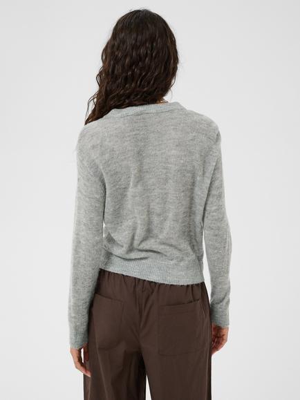 Saint Tropez Sabbarasz Round Neck Cardigan, Grey - view 2, Grey