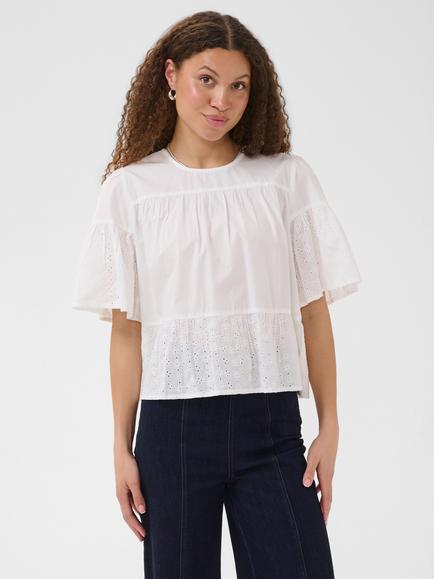 Saint Tropez Suzannetsz Ruffled Sleeve Blouse, White, White