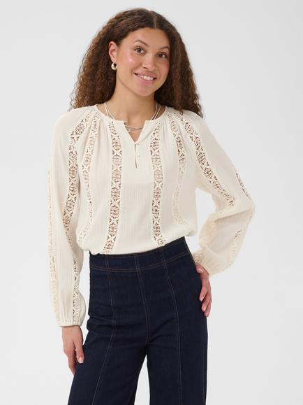 Saint Tropez Skyasz Lace Stripe Blouse, Ice, Ice