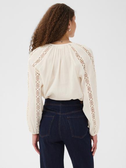 Saint Tropez Skyasz Lace Stripe Blouse, Ice - view 2, Ice
