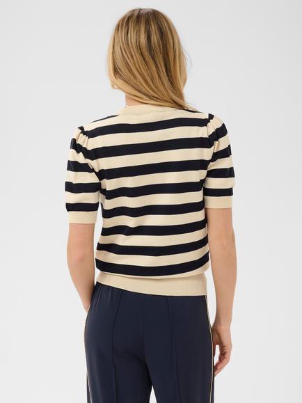 Saint Tropez Milasz Short Sleeve Block Stripe Jumper containing LENZING™ ECOVERO™ Viscose - view 2, Navy