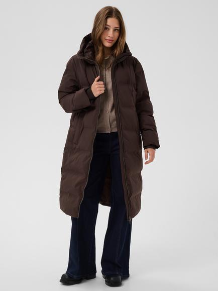 Saint Tropez Sabriel Long Hooded Puffer Coat, Dark Oak, Dark Oak