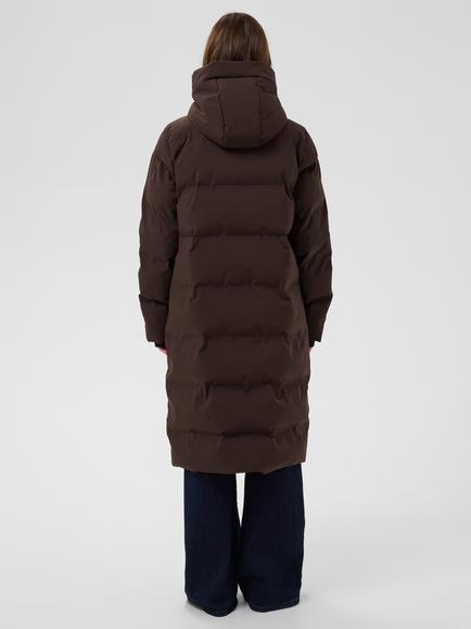 Saint Tropez Sabriel Long Hooded Puffer Coat, Dark Oak - view 2, Dark Oak