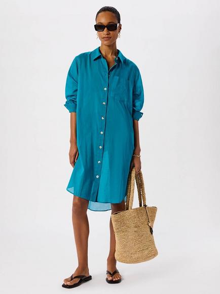Whistles Shirt Beach Dress, Teal, Teal