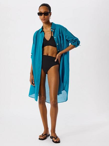 Whistles Shirt Beach Dress, Teal - view 2, Teal
