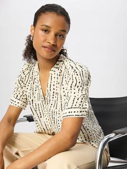 Whistles Dashed Spot Gathered Blouse, Ivory/Multi - view 2, Ivory/Multi