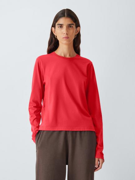 Colorful Standard Cotton Knit Long Sleeve T-Shirt, Tangerine Red