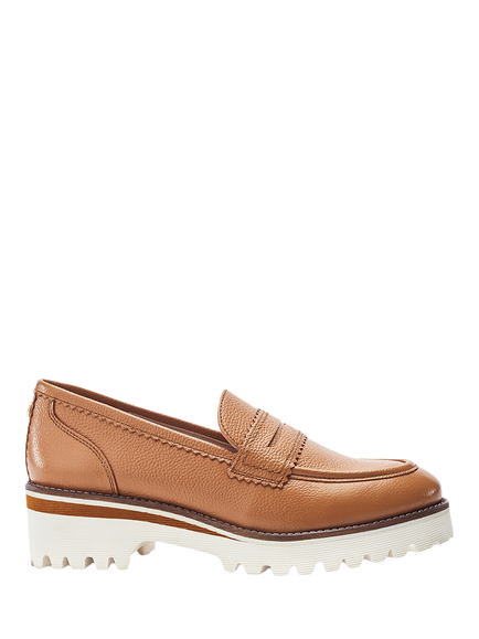 Moda in Pelle Ellani Leather Chunky Loafers, Tan
