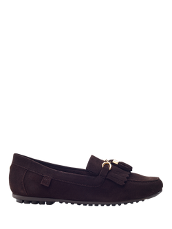 Moda in Pelle Essana Suede Tassel Moccasins, Dark Brown, Dark Brown