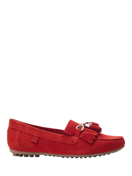Moda in Pelle Essana Suede Tassel Moccasins, Orange, Orange