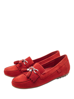 Moda in Pelle Essana Suede Tassel Moccasins, Orange - view 2, Orange