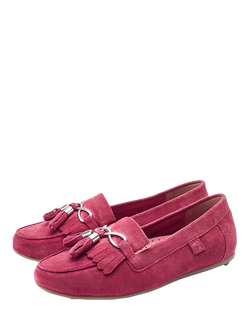 Moda in Pelle Essana Suede Tassel Moccasins, Pink - view 2, Pink