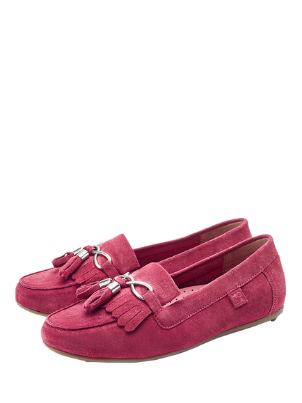 Moda in Pelle Essana Suede Tassel Moccasins, Pink - view 2, Pink