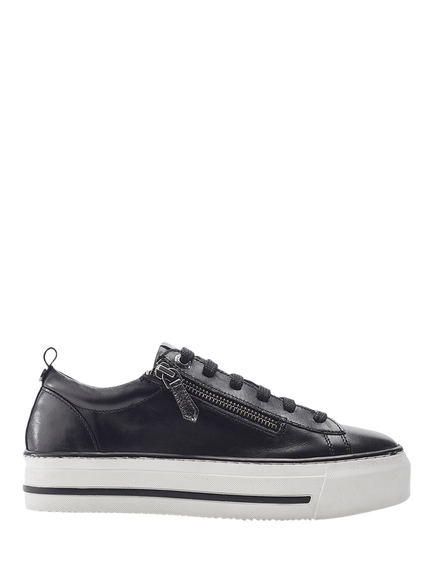 Moda in Pelle Flissie Leather Trainers, Black, Black