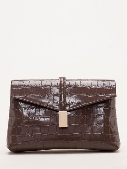 Phase Eight Leather Clutch Bag, Brown, Brown