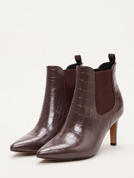 Phase Eight Leather Ankle Boots, Brown - view 2, Brown