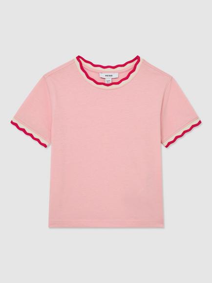 Reiss Kids' Florrie Cotton T-Shirt, Pink, Pink