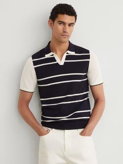 Reiss Miles Wool Polo Shirt, Navy/White, Navy/White