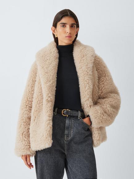 Marella Cosetta Faux Fur Coat, Sand, Sand