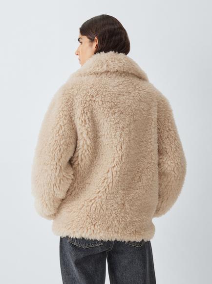 Marella Cosetta Faux Fur Coat, Sand - view 2, Sand