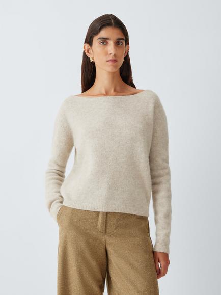 Marella Orli Alpaca Blend Boat Neck Jumper, Beige, Beige