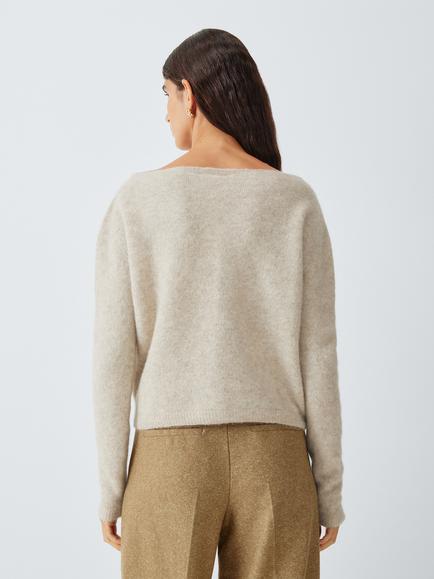 Marella Orli Alpaca Blend Boat Neck Jumper, Beige - view 2, Beige