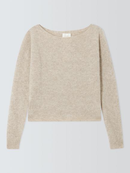 Marella Orli Alpaca Blend Boat Neck Jumper, Beige, Beige
