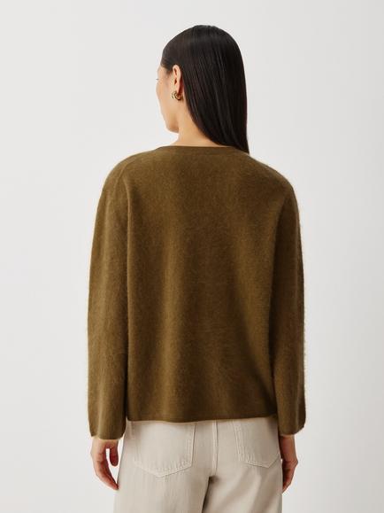Marella Vezzoso Wool Blend Crew Neck Jumper, Olive Brown - view 2, Olive Browm