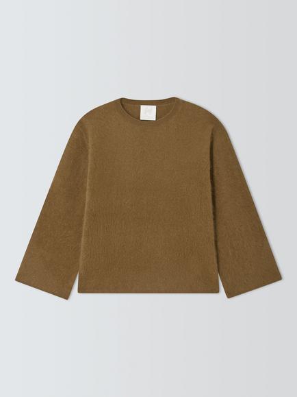 Marella Vezzoso Wool Blend Crew Neck Jumper, Olive Brown, Olive Browm