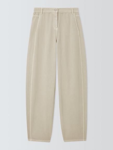 Marella Teismo Barrel Leg Cotton Trousers, Sand, Sand