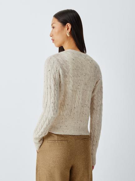 Weekend MaxMara Certa Flecked Alpaca Blend Cardigan, White - view 2, White