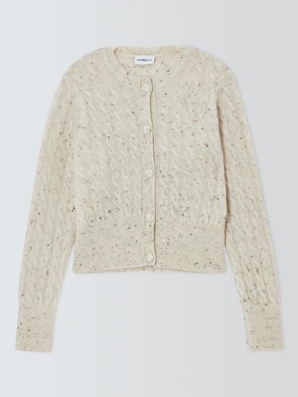 Weekend MaxMara Certa Flecked Alpaca Blend Cardigan, White, White
