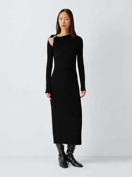 Marella Patto Bodycon Midi Dress, Black, Black