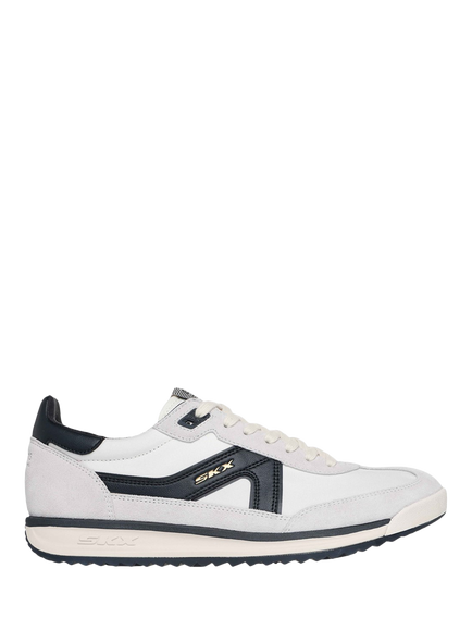 Skechers SKX 92 Spective Leather Lace Up Trainers, White/Black, White/Black