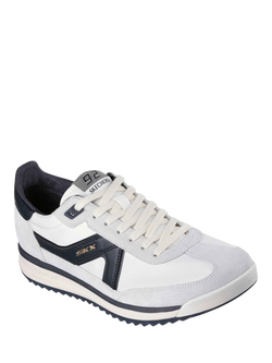 Skechers SKX 92 Spective Leather Lace Up Trainers, White/Black - view 2, White/Black