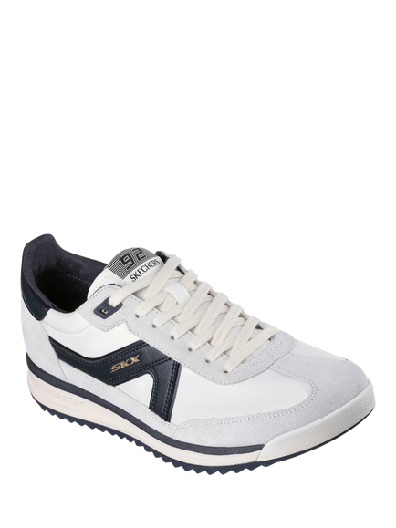 Skechers SKX 92 Spective Leather Lace Up Trainers, White/Black - view 2, White/Black
