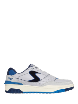 Skechers S-1992 Leather Lace Up Trainers, Grey/Blue, Grey/Blue