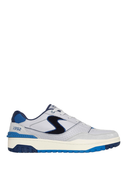 Skechers S-1992 Leather Lace Up Trainers, Grey/Blue, Grey/Blue
