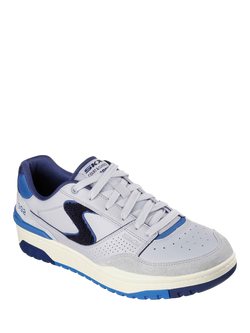 Skechers S-1992 Leather Lace Up Trainers, Grey/Blue - view 2, Grey/Blue