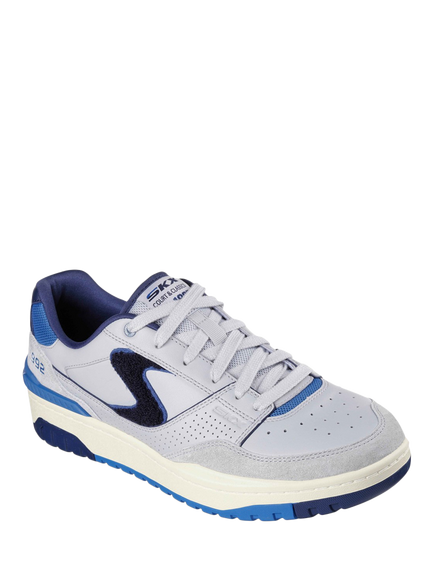 Skechers S-1992 Leather Lace Up Trainers, Grey/Blue - view 2, Grey/Blue