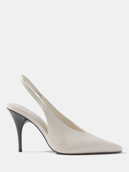Mint Velvet Kat Leather Slingback Heeled Shoes, Natural Stone, Natural Stone
