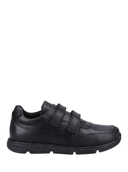 Hush Puppies Kids' Lucas Leather School Shoes, Black, Black
