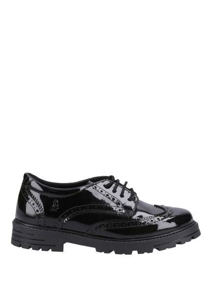 Hush Puppies Kids' Maxine Patent Leather Lace Up Shoes, Black, Black