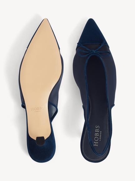 Hobbs Orla Kitten Heel Slingback Sandals, Blue - view 2, Blue