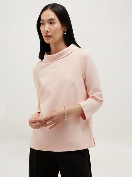 Hobbs Betsy Relaxed Roll Neck Top, Pink, Pink