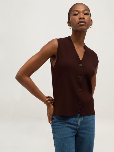 Hobbs Fran Regular Fit Knitted Vest, Alder Brown, Alder Brown