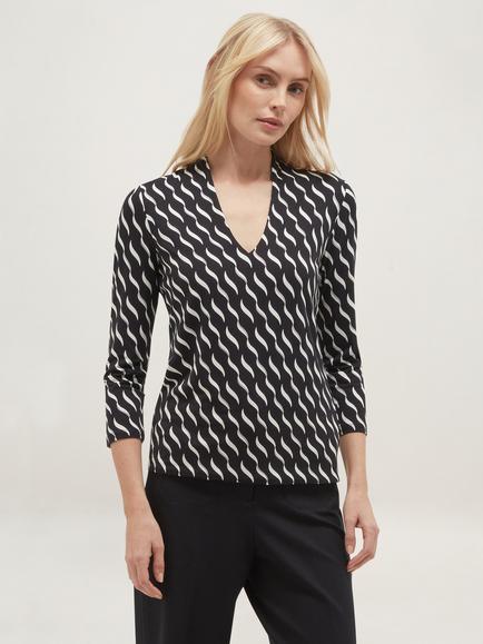 Hobbs Aimee Print V-Neck Top, Blue, Blue